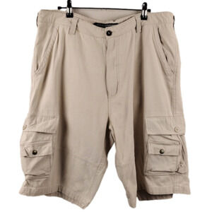 Swiss Cross Tan High Waist Eight Pocket Zipper Front Closure Cargo Shorts